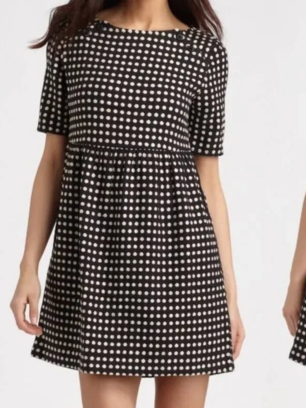 Anthropologie Ace & Jig Black & Cream Polka Dot Babydoll Dress